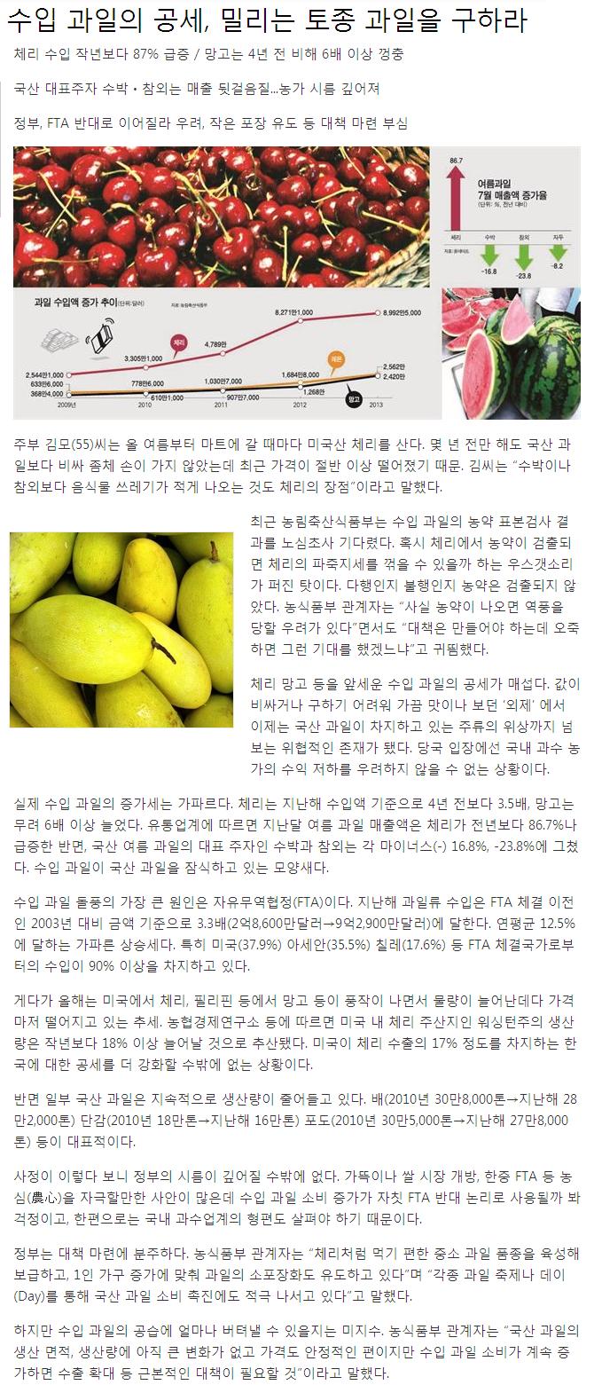 수입 과일의 공세, 밀리는 토종 과일을 구하라