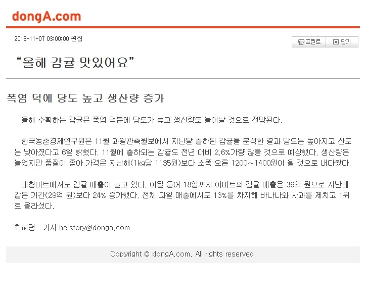 올해 감귤 맛있어요....