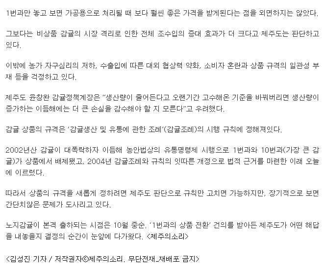 감귤 '상품' 근간 '흔들'...시름 깊은 제주도