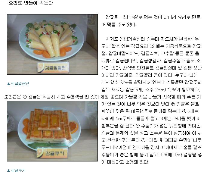 감귤고품질,차별화된 가공품개발 힘써야-감귤요리법(12/04)