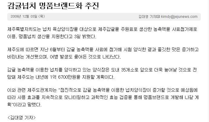 감귤,넙치 명품브랜드화 추진(12/03)