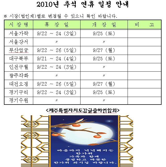 [알림]2010년 추석연휴 경매일정 안내