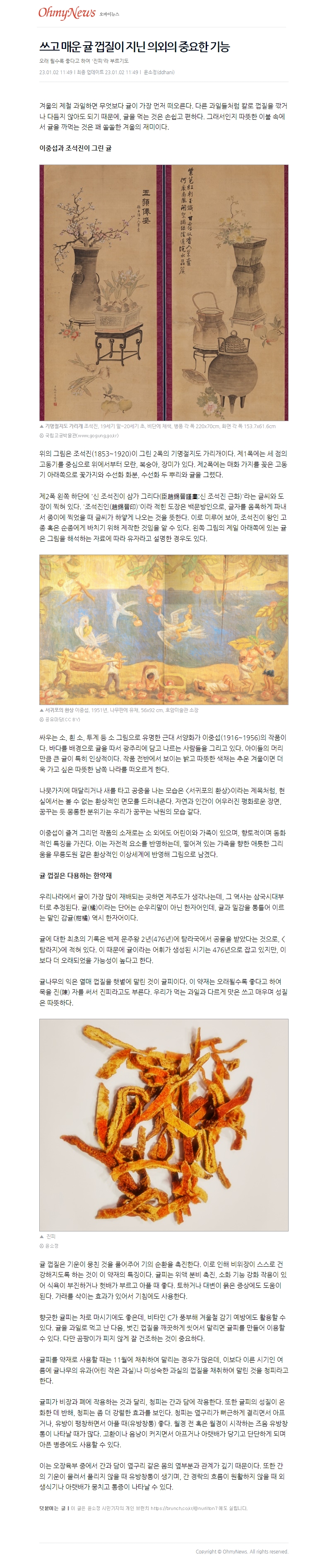 쓰고매운 귤 껍질이 지닌 의외의 중요한 기능
