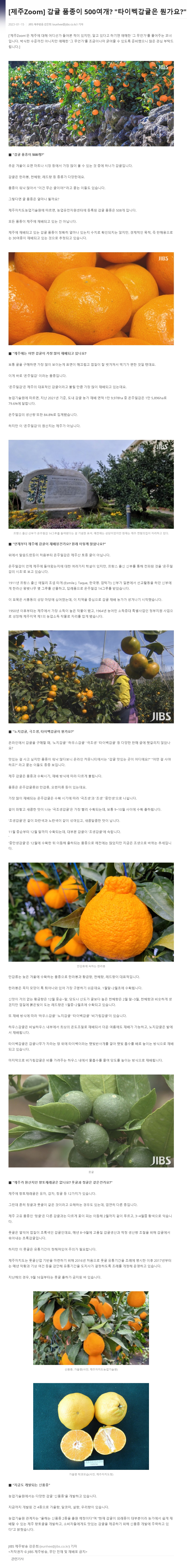 [제주Zoom] 감귤 품종이 500여개? "타이벡감귤은 뭔가요?"