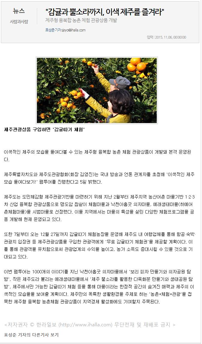 "감귤과 뿔소라까지. 이색 제주를 즐겨라"